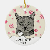 Black Cat gepersonaliseerde handtekening Keramisch Ornament (Voorkant)