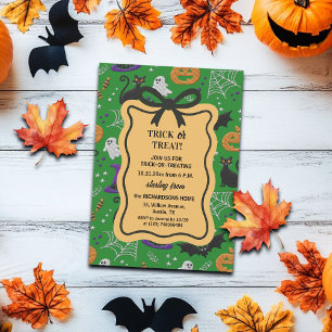 Black Cat Ghost Coquette Bow Lijst Trick or treat Kaart