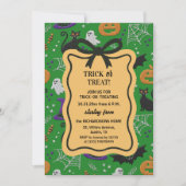 Black Cat Ghost Coquette Bow Lijst Trick or treat Kaart (Voorkant)