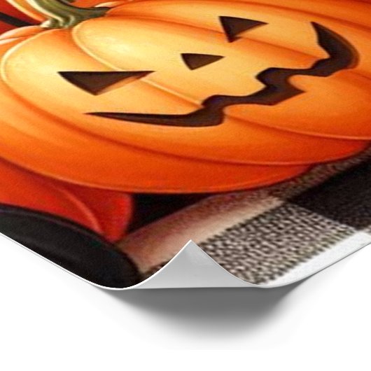 Black Cat, Ghost en Jack-O-Lanterns Poster (Hoek)