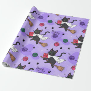 Black Cat Ghost Pattern – Schattigee katten in kos Cadeaupapier