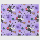 Black Cat Ghost Pattern – Schattigee katten in kos Cadeaupapier (Vlak)