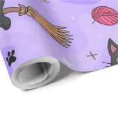 Black Cat Ghost Pattern – Schattigee katten in kos Cadeaupapier (Rol Hoek)