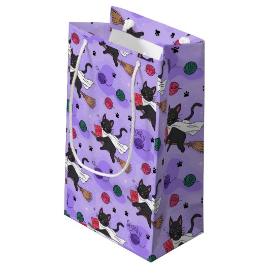 Black Cat Ghost Pattern – Schattigee katten in kos Klein Cadeauzakje (Achterkant Gekanteld)