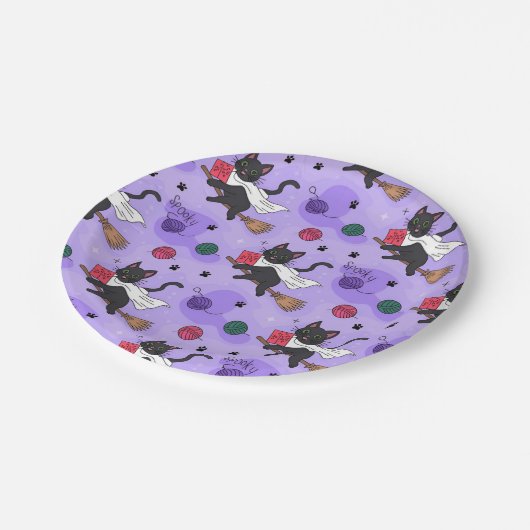 Black Cat Ghost Pattern – Schattigee katten in kos Papieren Bordje (Gekanteld)