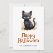 Black Cat Ghosts Jack O'Lanterns Halloween Kaart (Voorkant)