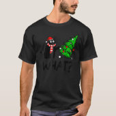 Black Cat Gift Pushing Christmas Tree Over Cat Wha T-shirt (Voorkant)