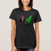 Black Cat Gift Pushing Christmas Tree Over Cat Wha T-shirt (Voorkant)