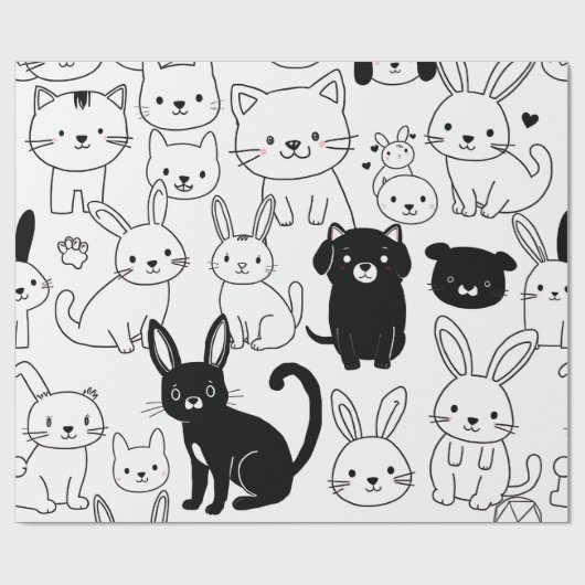 Black Cat Gift Wrapping Paper  Cadeaupapier (Vlak)