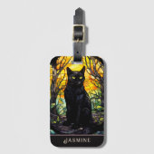 Black Cat Glas in lood Geel Bagagelabel (Voorkant (verticaal))