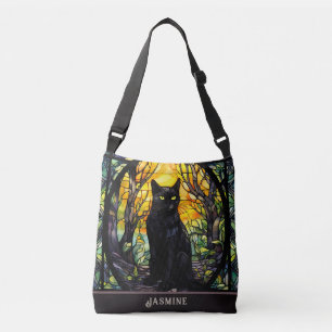 Black Cat Glas in lood Geel Crossbody Tas