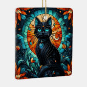 Black Cat Glas in lood Graphic Keramisch Ornament (Rechts)
