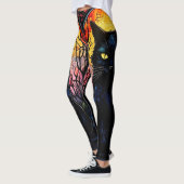 Black Cat Glas in lood Red Spooky Yoga Leggings (Links)