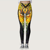 Black Cat Glas in lood Yellow Yoga Leggings (Voorkant)