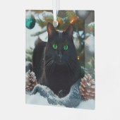 Black Cat Glass Kerst Ornament (Voorkant links)