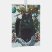Black Cat Glass Kerst Ornament (Voorkant Rechts)