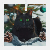 Black Cat Glass Kerst Ornament (Achterkant)