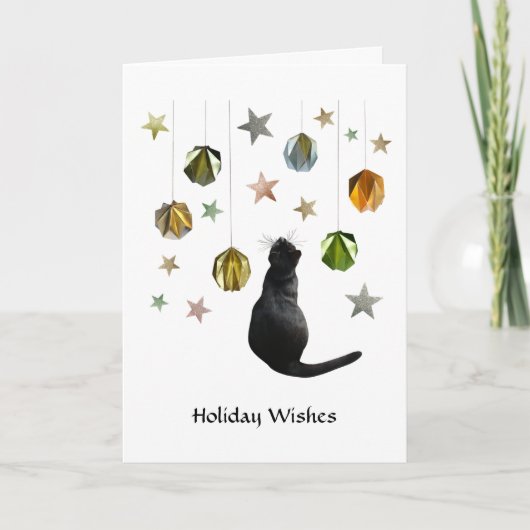 Black Cat Gold Paper Balls en Stars Card Kaart (Voorkant)