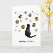 Black Cat Gold Paper Balls en Stars Card Kaart (Gele Bloem)