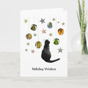 Black Cat Gold Paper Balls en Stars Card Kaart