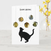 Black Cat Gold Paper Balls Kaart (Gele Bloem)