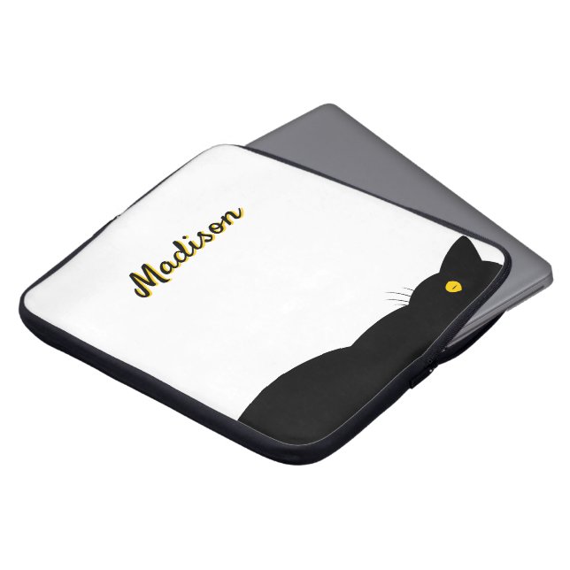 BLACK CAT Golden Eyes  Laptop Sleeve (Voorkant top)