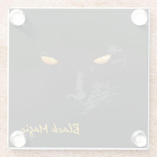 Black Cat grappig, aanpasbaar Glazen Onderzetter (Achterkant)