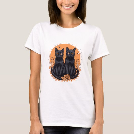 Black Cat  Grappig Kattencadeau voor Crazy Girl T-shirt (Voorkant)
