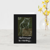 Black Cat Gravestone RIP Halloween komt eraan Kaart (Gele Bloem)