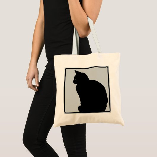 Black Cat Gray Tote Bag (Voorkant (product))