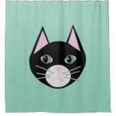 Black Cat Green Douchegordijn (Voorkant)