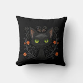  Black Cat Green Eyes Filigree Design Kussen (Voorkant)
