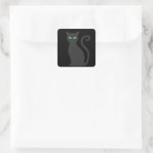 Black Cat Green Eyes Halloween Vierkante Sticker (Tas)