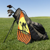 Black Cat Green Eyes op Fence Yellow Moon Sinaasap Golfhanddoek (Groen)