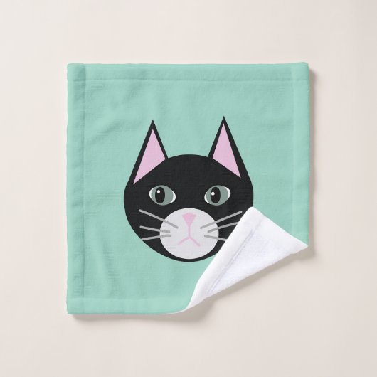 Black Cat Green Washandje (Wasdoekje)