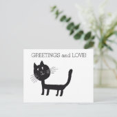 Black Cat Groeten en Liefde Briefkaart (Staand voorkant)