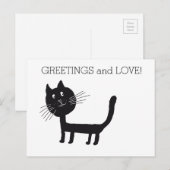 Black Cat Groeten en Liefde Briefkaart (Voorkant / Achterkant)