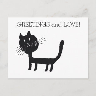 Black Cat Groeten en Liefde Briefkaart