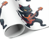 Black Cat Guitar Player Cadeaupapier (Rol Hoek)
