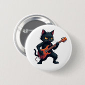 Black Cat Guitar Player Ronde Button 5,7 Cm (Voorkant /achterkant)