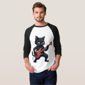 Black Cat Guitar Player T-shirt (Voorkant volledig)