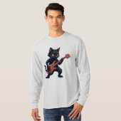 Black Cat Guitar Player T-shirt (Voorkant volledig)