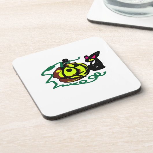 Black Cat Halloween art Bier Onderzetter (Linkerzijde)