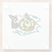 Black Cat Halloween art Glazen Onderzetter (Achterkant)