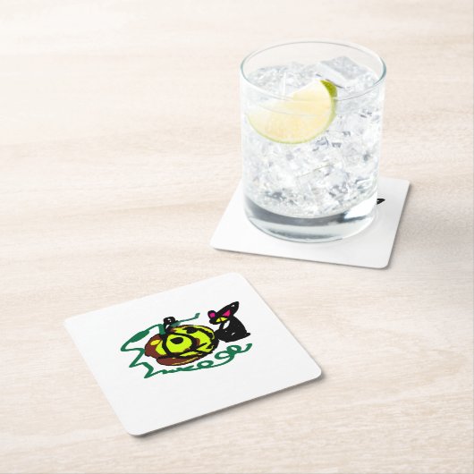 Black Cat Halloween art Kartonnen Onderzetters (Insitu)