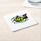 Black Cat Halloween art Kartonnen Onderzetters (Schuin)