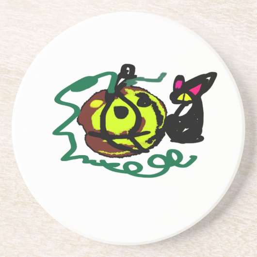 Black Cat Halloween art Zandsteen Onderzetter (Voorkant)