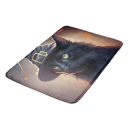 Black Cat Halloween Badmat (Gekanteld)