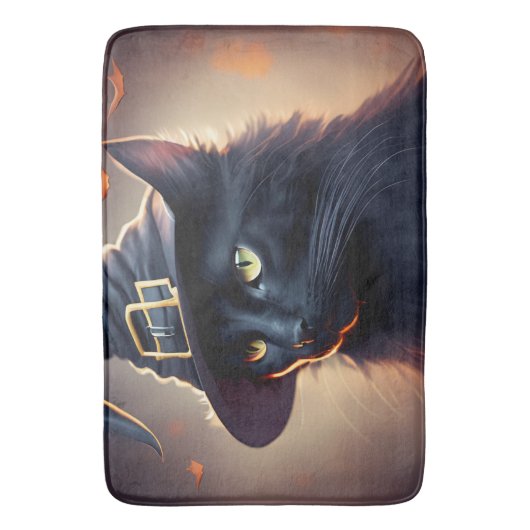 Black Cat Halloween Badmat (Voorkant Verticaal)