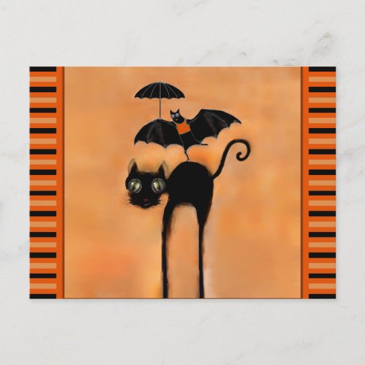 Black Cat Halloween Briefkaart (Voorkant)